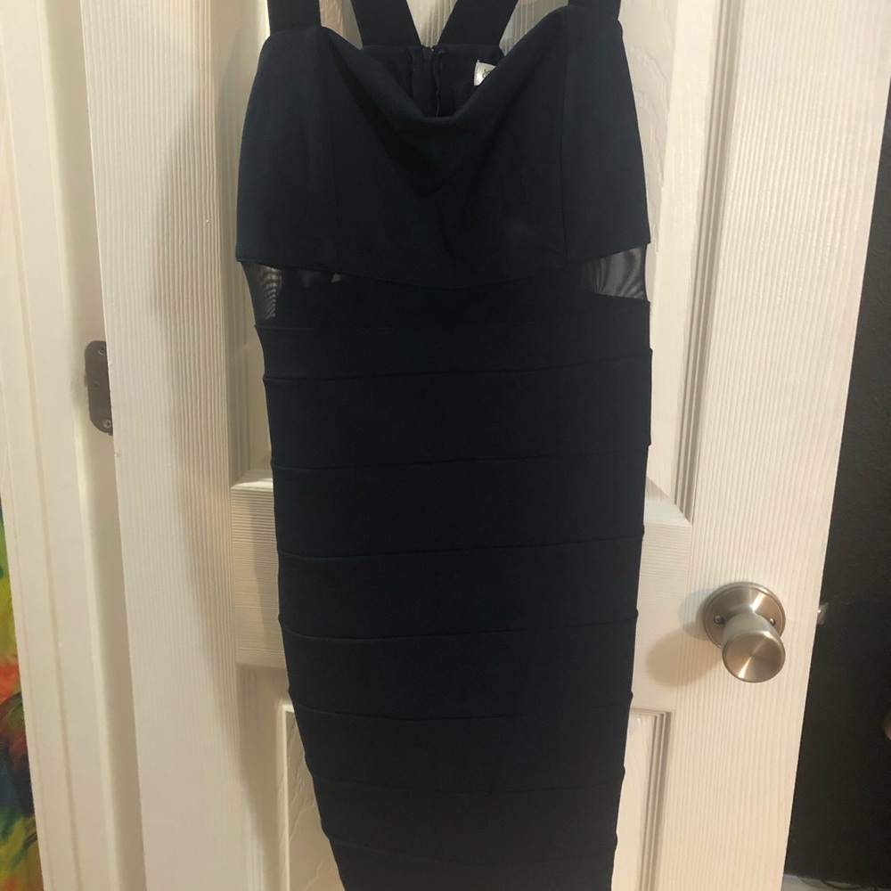 Navy blue mini dress with cutouts